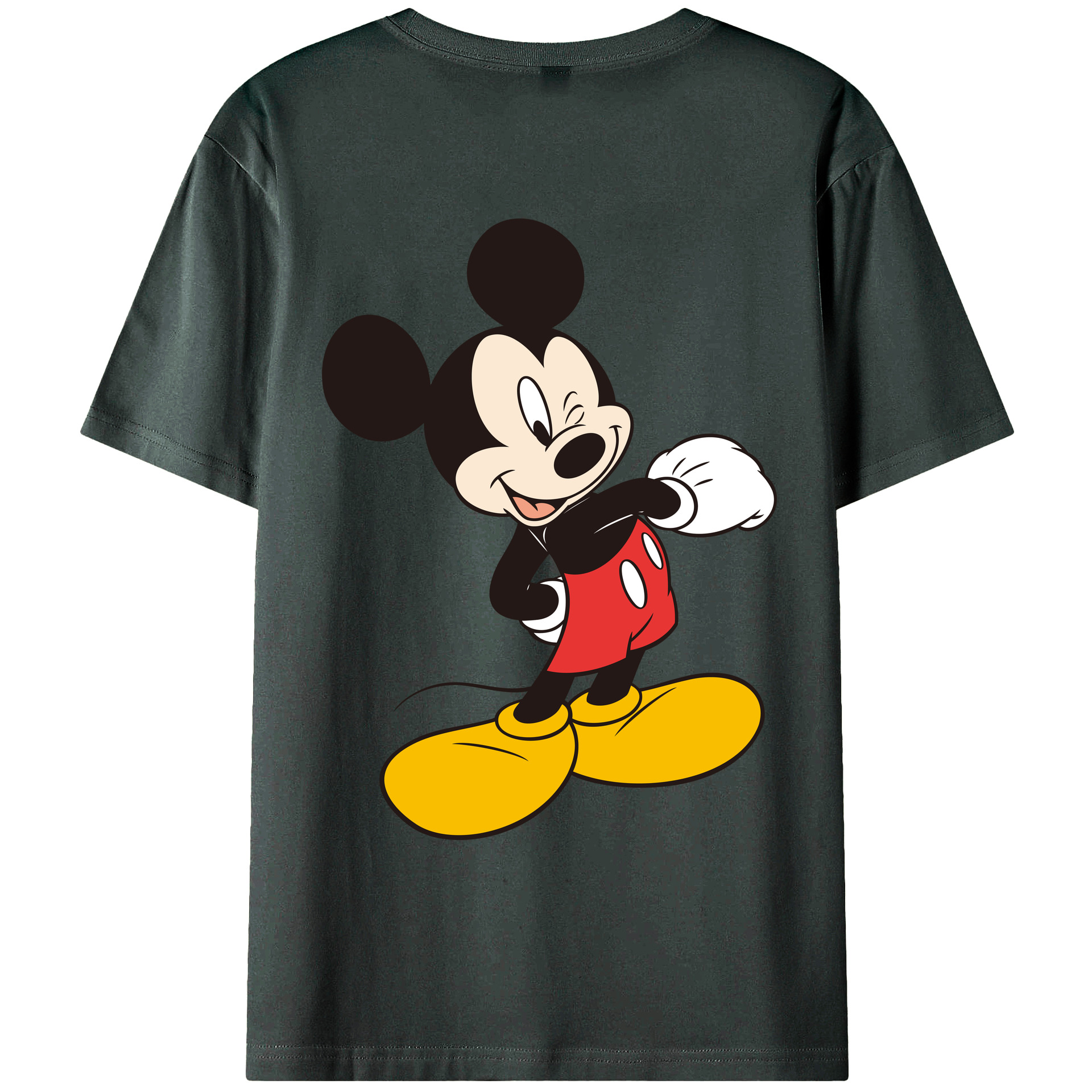 ミッキーマウス Mickey Mouse 綿100％ メンズ半袖Tシャツ（バックプリント） 通気性